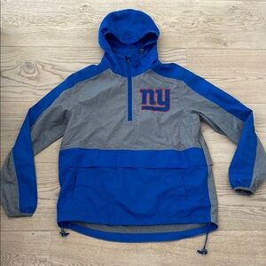 New York Giants Men’s Pullover Windbreaker Jacket with hood, Size Medium